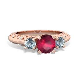 Ruby Art Deco Eternal Embrace Engagement 14K Rose Gold ring C2003