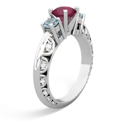 Ruby Art Deco Eternal Embrace Engagement 14K White Gold ring C2003