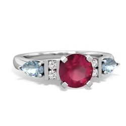 Ruby 6Mm Round Eternal Embrace Engagement 14K White Gold ring R2005