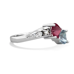 Ruby Snuggling Hearts 14K White Gold ring R2178