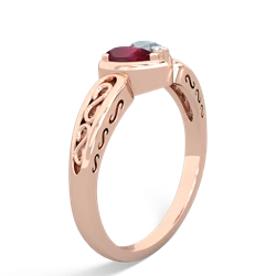 Ruby Filligree 'One Heart' 14K Rose Gold ring R5070