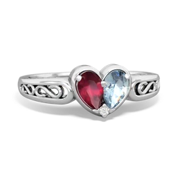 Ruby Filligree 'One Heart' 14K White Gold ring R5070