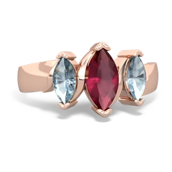 Ruby Three Peeks 14K Rose Gold ring R2433