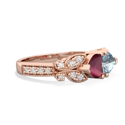 Ruby Diamond Butterflies 14K Rose Gold ring R5601