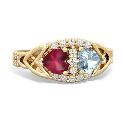 Ruby Sparkling Celtic Knot 14K Yellow Gold ring R2645