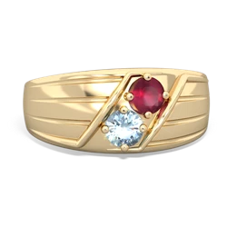 Ruby Men's Streamline 14K Yellow Gold ring R0460