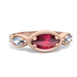 Ruby Milgrain Marquise 14K Rose Gold ring R5700