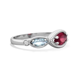 Ruby Milgrain Marquise 14K White Gold ring R5700