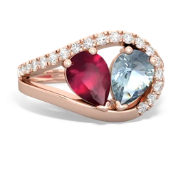 Ruby Nestled Heart Keepsake 14K Rose Gold ring R5650