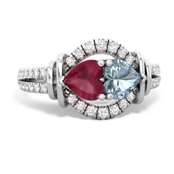 Ruby Art-Deco Keepsake 14K White Gold ring R5630