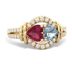 Ruby Art-Deco Keepsake 14K Yellow Gold ring R5630