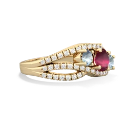 Ruby Three Stone Aurora 14K Yellow Gold ring R3080