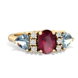 Ruby Antique Style Three Stone 14K Yellow Gold ring R2186