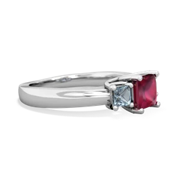 Ruby Three Stone Trellis 14K White Gold ring R4015