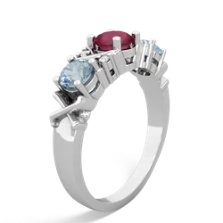 Ruby Hugs And Kisses 14K White Gold ring R5016