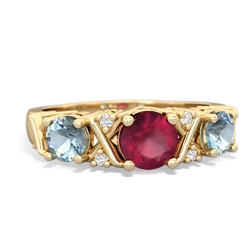 Ruby Hugs And Kisses 14K Yellow Gold ring R5016