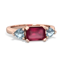 Ruby Three Stone 14K Rose Gold ring R5235