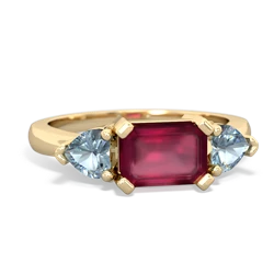 Ruby Three Stone 14K Yellow Gold ring R5235