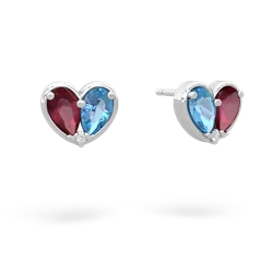 Ruby 'Our Heart' 14K White Gold earrings E5072