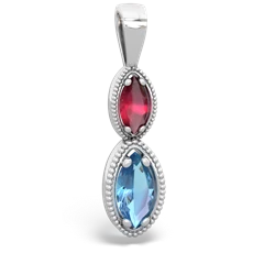 Ruby Antique-Style Halo 14K White Gold pendant P5700