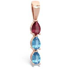 Ruby Dew Drops 14K Rose Gold pendant P2251