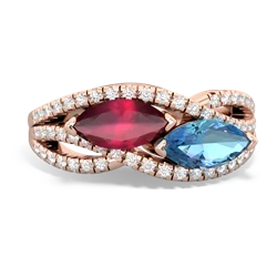 Ruby Diamond Rivers 14K Rose Gold ring R3070