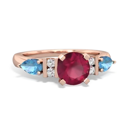 Ruby 6Mm Round Eternal Embrace Engagement 14K Rose Gold ring R2005