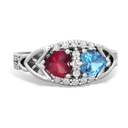 Ruby Sparkling Celtic Knot 14K White Gold ring R2645