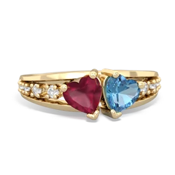 Ruby Heart To Heart 14K Yellow Gold ring R3342