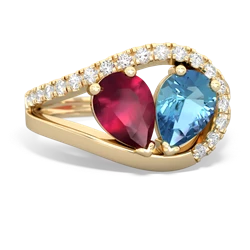 Ruby Nestled Heart Keepsake 14K Yellow Gold ring R5650