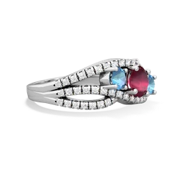 Ruby Three Stone Aurora 14K White Gold ring R3080