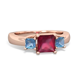 Ruby Three Stone Trellis 14K Rose Gold ring R4015