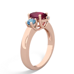 Ruby Three Stone Oval Trellis 14K Rose Gold ring R4024