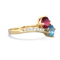 Ruby Channel Set Two Stone 14K Yellow Gold ring R5303