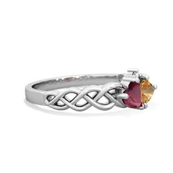 Ruby Heart To Heart Braid 14K White Gold ring R5870