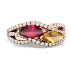 Ruby Diamond Rivers 14K Rose Gold ring R3070