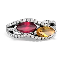 Ruby Diamond Rivers 14K White Gold ring R3070