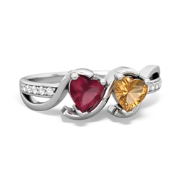 Ruby Side By Side 14K White Gold ring R3090