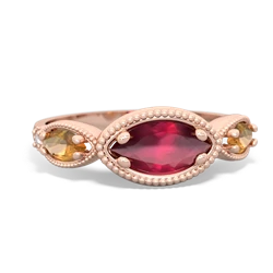 Ruby Milgrain Marquise 14K Rose Gold ring R5700