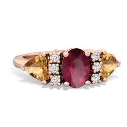 Ruby Antique Style Three Stone 14K Rose Gold ring R2186