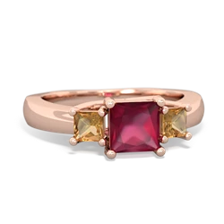 Ruby Three Stone Trellis 14K Rose Gold ring R4015