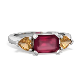 Ruby Three Stone 14K White Gold ring R5235