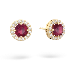 Ruby Halo 14K Yellow Gold earrings E5320