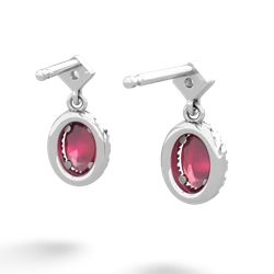 Ruby Antique-Style Halo 14K White Gold earrings E5720