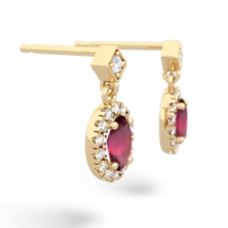 Ruby Antique-Style Halo 14K Yellow Gold earrings E5720