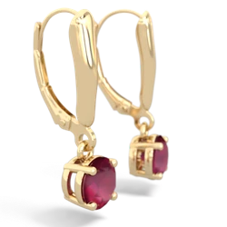 Ruby 6Mm  Round Lever Back 14K Yellow Gold earrings E2786