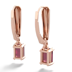 Ruby 6X4mm Emerald-Cut Lever Back 14K Rose Gold earrings E2855