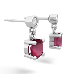 Ruby Diamond Drop 6Mm Round 14K White Gold earrings E1986