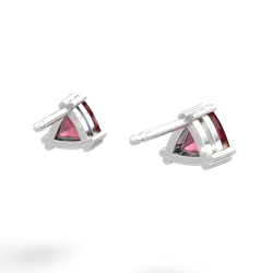 Ruby 5Mm Trillion Stud 14K White Gold earrings E1858