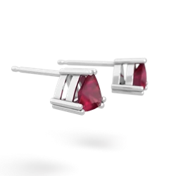 Ruby 5Mm Trillion Stud 14K White Gold earrings E1858